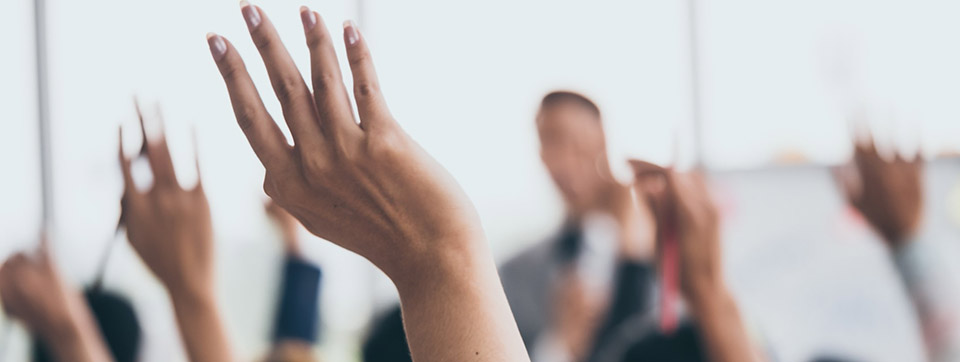 hands raised in class