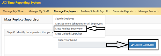Mass replace supervisor menu