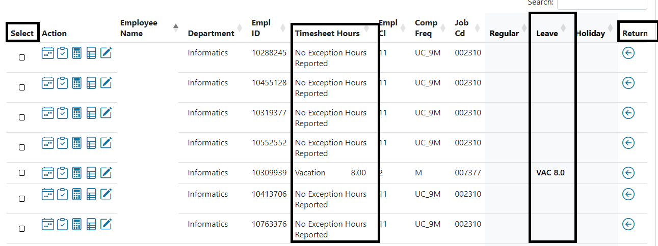 Timesheet hours and leave