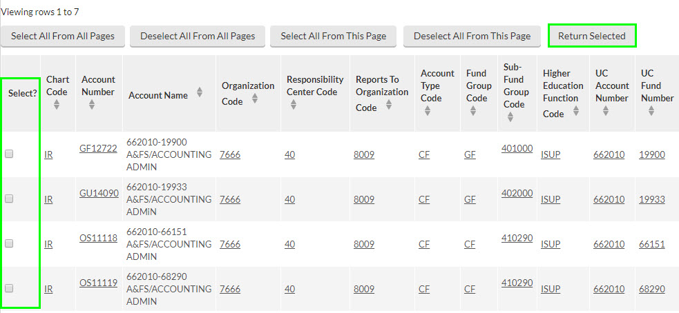 select column