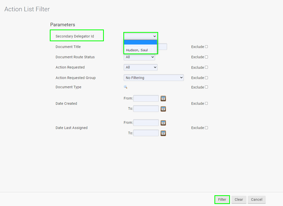 second delegate filter