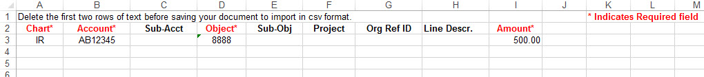 image of data in excel