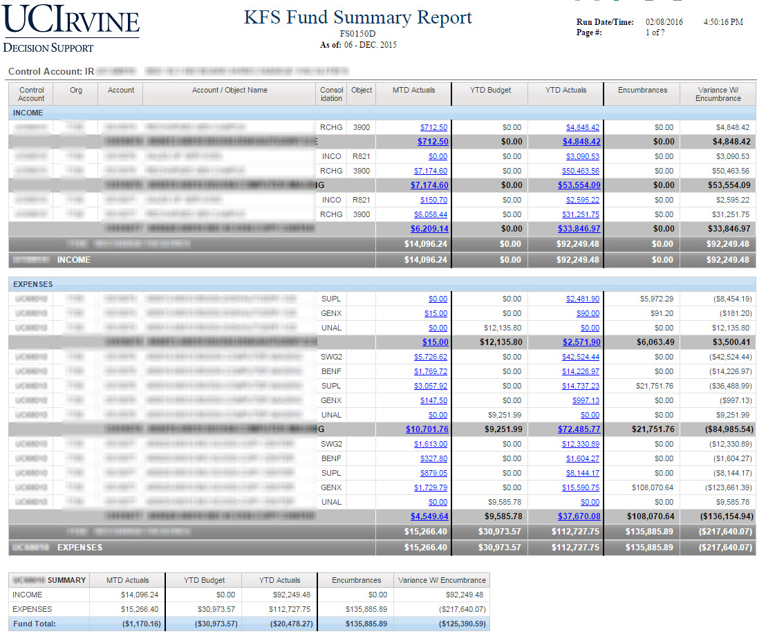 fund summary report