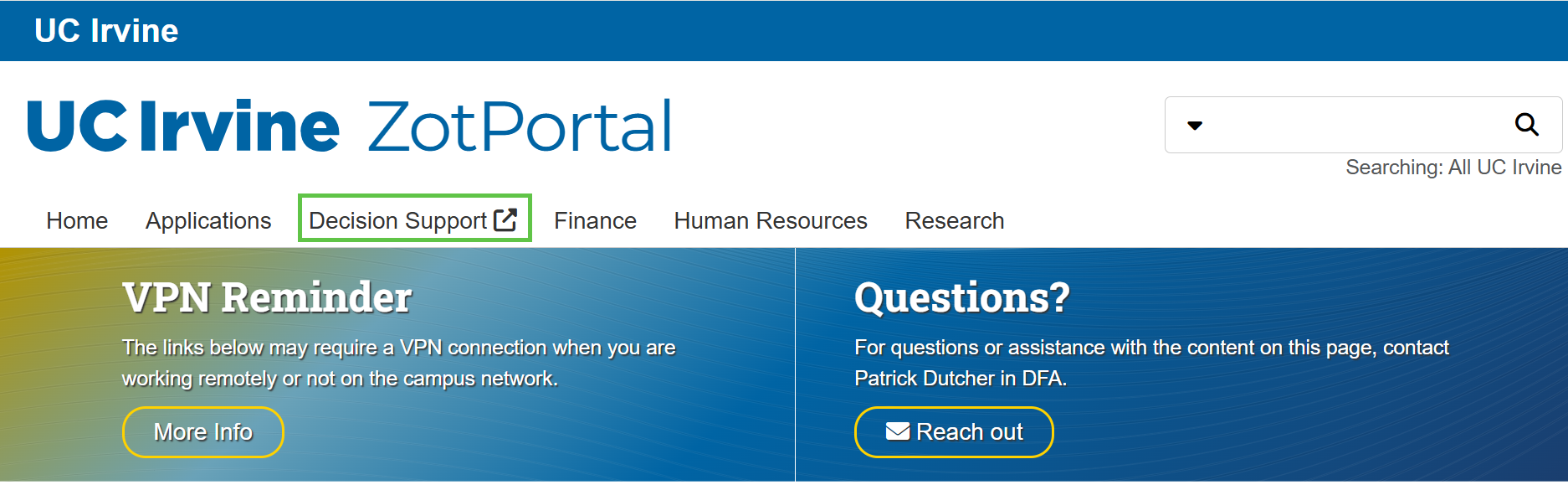 Zot Portal with Decision Support. 